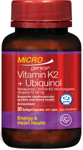 Microgenics.VitaminK2+Ubiquinol.30SoftgelCapsules.H